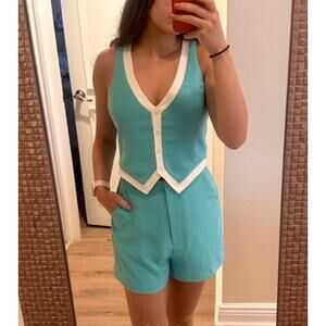 Amanda Uprichard Regan Romper Teal Blue Size Small